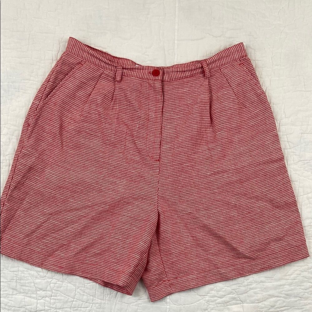 Vintage Westbound Linen Cotton Blend Red Checkered Shorts size 12